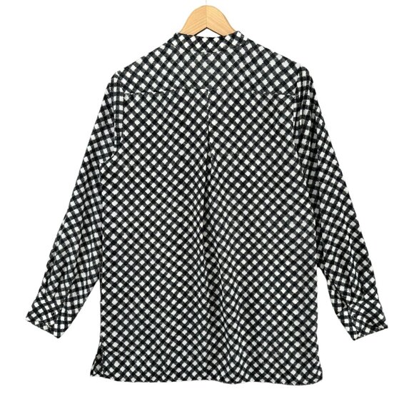 Foxcroft NYC Tunic Blouse Womens Black White Long Sleeve Button Front Size 6 - Picture 2 of 11